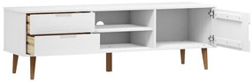 vidaXL Έπιπλο Τηλεόρασης MOLDE Λευκό 158x40x49 εκ. Μασίφ Ξύλο Πεύκου