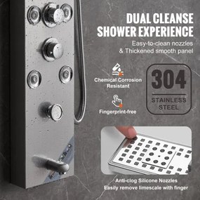 VEVOR Shower Panel Tower System 6 Modes Hydroelectricity LED Stainless Steel