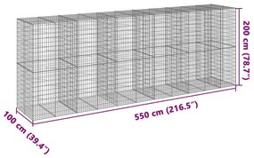 Συρματοκιβώτιο με Κάλυμμα 550x100x200εκ από Γαλβανισμένο Χάλυβα - Ασήμι