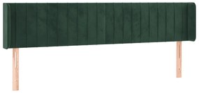 vidaXL Κεφαλάρι Κρεβατιού LED Σκούρο Πράσινο 183x16x78/88εκ. Βελούδινο