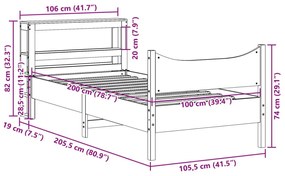 Πλαίσιο Κρεβατιού με Κεφαλάρι 100 x 200εκ. Μασίφ Ξύλο Πεύκου - Καφέ