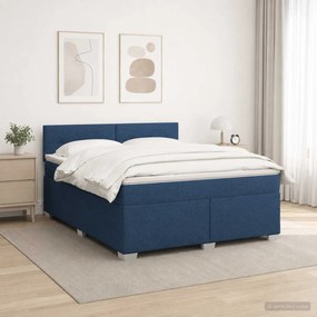 vidaXL Κρεβάτι Box Spring με Στρώμα και LED Μπλε 180 x 200 cm Ύφασμα
