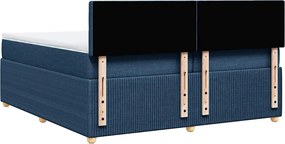 vidaXL Κρεβάτι Boxspring με Στρώμα Μπλε 200x200 εκ. Υφασμάτινο
