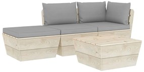 vidaXL Σαλόνι Κήπου από Παλέτες 4 τεμ. Ξύλο Ερυθρελάτης με Μαξιλάρια