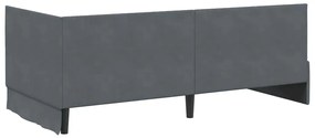 vidaXL Κρεβάτι Γωνίας με κεφαλάρι Σκούρο γκρι 90 x 200 cm Βελούδο