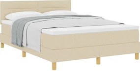 vidaXL Κρεβάτι με ελατήρια με μαξιλάρι Κρεμ 140 x 200 cm ύφασμα
