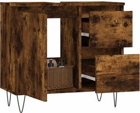 vidaXL Ντουλάπι Μπάνιου Καπνιστή Δρυς 65x33x60 εκ. Επεξεργασμένο Ξύλο