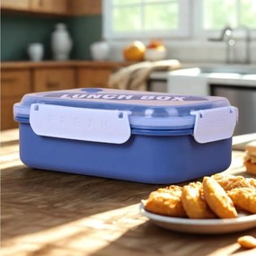 Πλαστικό Δοχείο Φαγητού 1100ml με Κουταλάκι - Μπλε