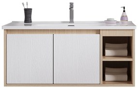 Έπιπλο Μπάνιου Πάγκος Με Νιπτήρα Vera 100 S3BVER100WHS 100x46x43cm Sonoma-White Ξύλο,Πορσελάνη