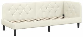 vidaXL Κρεβάτι Γωνίας με στρώμα με κεφαλάρι Κρεμ 80 x 200 cm Βελούδο