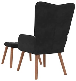 vidaXL Πολυθρόνα Relax Μαύρη Βελούδινη με Σκαμπό