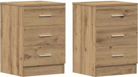 vidaXL Κομοδίνα 2 τεμ. τεχνίτης Δρυς 38x35x55 εκ. από Επεξεργ Ξύλο
