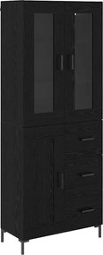 vidaXL Highboard με συρτάρι 2 pcs Μαύρη Οξυά Επεξεργασμένο ξύλο