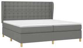 vidaXL Κρεβάτι Boxspring με Στρώμα Σκούρο Γκρι 200x200 εκ. Υφασμάτινο