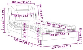 Κρεβάτι με Στρώμα Καπουτσίνο 100x200 εκ. από Συνθετικό Δέρμα - Καφέ