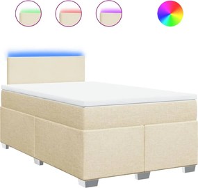 vidaXL Κρεβάτι Boxspring με Στρώμα Κρεμ 120x200 εκ. Υφασμάτινο
