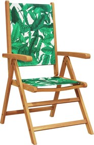 vidaXL Καρέκλες Κήπου 2 τεμ. Σχέδιο Φύλλων Μασίφ Ακακία &amp; Ύφασμα