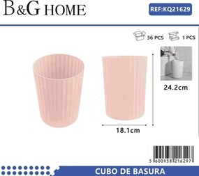 Κάδος απορριμμάτων μπάνιου πλαστικός - Light Pink - 21629