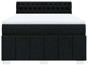 vidaXL Κρεβάτι Boxspring με Στρώμα Μαύρο 140x190 εκ. Υφασμάτινο