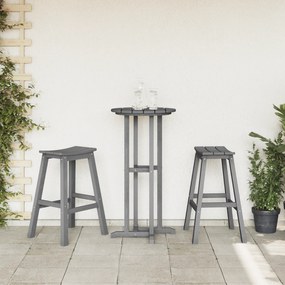 vidaXL Σετ 3 Τεμαχίων Μπαρ Κήπου  Ανοιχτό Γκρι HDPE