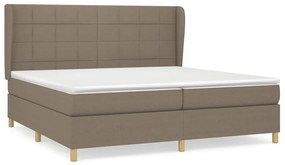 Κρεβάτι Boxspring με Στρώμα Taupe 200x200 εκ. Υφασμάτινο - Μπεζ-Γκρι