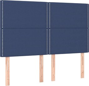 vidaXL Κρεβάτι Boxspring με Στρώμα Μπλε 140x200 εκ. Υφασμάτινο