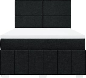 vidaXL Κρεβάτι Boxspring με Στρώμα Μαύρο 140x200 εκ. Υφασμάτινο