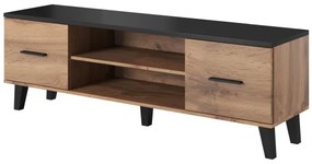 TV stand LOTTA 160 2D2K wonat oak/black DIOMMI CAMA-LOTTA-RTV-160-2D2K-DWO/CZ