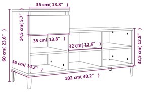 Παπουτσοθήκη Λευκή 102x36x60 εκ. από Επεξεργασμένο Ξύλο - Λευκό