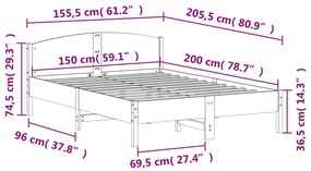 Πλαίσιο Κρεβατιού Κεφαλάρι 150x200 εκ Μασίφ Πεύκο - Καφέ