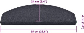 vidaXL Στρώματα σκάλας 15 τεμ. 65 x 24 x 4 cm Non-Slip