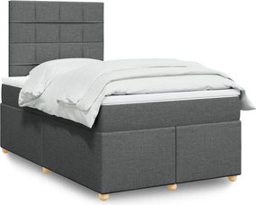 vidaXL Κρεβάτι Boxspring με Στρώμα Σκούρο Γκρι 120x190 εκ Υφασμάτινο