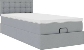 vidaXL Οθωμανικό κρεβάτι με στρώμα ανοιχτό γκρι 100x200cm ύφασμα