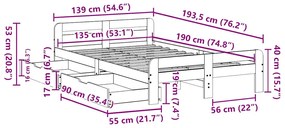 ΣΚΕΛΕΤΟΣ ΚΡΕΒΑΤΙΟΥ ΧΩΡΙΣ ΣΤΡΩΜΑ 135X190 ΕΚ ΜΑΣΙΦ ΞΥΛΟ ΠΕΥΚΟΥ 3309053