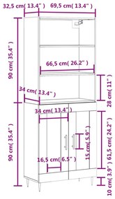 Ντουλάπι Γκρι Σκυροδέματος 69,5x34x180 εκ. Επεξεργασμένο Ξύλο - Γκρι