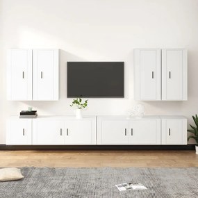 vidaXL Σετ Επίπλου Τηλεόρασης 8 Τεμαχίων Λευκό από Επεξεργασμένο Ξύλο