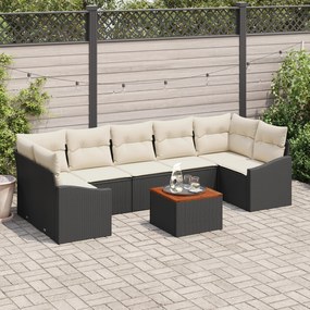 vidaXL Σετ Καναπέ Κήπου 8 pcs Μαύρος, λευκός 55 x 55 x 37 εκ