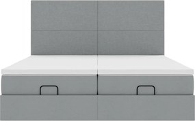 VidaXL Οθωμανικό κρεβάτι με στρώματα & LEDs Ανοιχτό γκρι ύφασμα