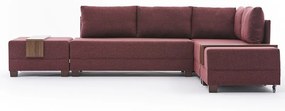 Πολυμορφικός καναπές-κρεβάτι αριστερή γωνία PWF-0155 με ύφασμα μπορντό 210x280x70εκ Υλικό: FABRIC 071-000324