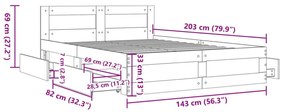 Πλαίσιο Κρεβατιού με Κεφαλάρι Γκρι Sonoma 140x200εκ. Επεξ. Ξύλο - Γκρι