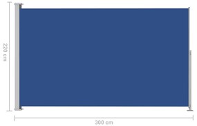 Σκίαστρο Πλαϊνό Συρόμενο Βεράντας Μπλε 220 x 300 εκ. - Μπλε
