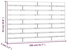 Κεφαλάρι Τοίχου Λευκό 106 x 3 x 63 εκ. από Μασίφ Ξύλο Πεύκου - Λευκό