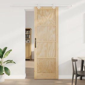 vidaXL Συρόμενη Πόρτα  με Σετ Υλικών 78x232 εκ. Μασίφ Ξύλο Πεύκου