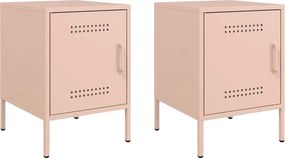 vidaXL Κομοδίνα 2 τεμ. Ροζ 36x39x50,5 εκ. από Χάλυβα