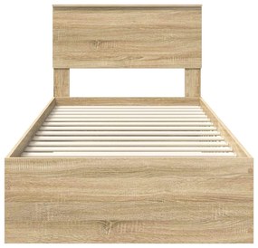 vidaXL Σκελετός Κρεβατιού Σονομά Δρύινο και Ασημί 75 x 190 cm