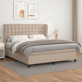 Κρεβάτι Boxspring με Στρώμα Καπουτσίνο 160x200εκ.από Συνθ.Δέρμα - Καφέ