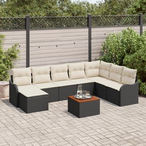vidaXL Σετ Καναπέ Κήπου 9 pcs Μαύρος, λευκός Μεγάλο
