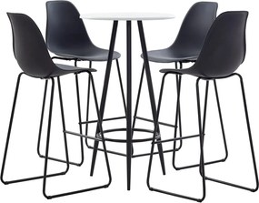 vidaXL Σετ Επίπλων Μπαρ 5 Τεμαχίων Μαύρο Πλαστικό