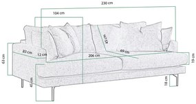 Καναπές Seattle T101, Αριθμός θέσεων: 4, Γκρι, 230x104x89cm, 81 kg, Ταπισερί, Πόδια: Μέταλλο | Epipla1.gr