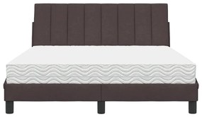 vidaXL Κρεβάτι Σκούρο Καφέ 140x190 εκ. Υφασμάτινο
